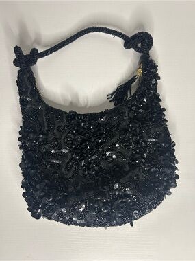 Viral TJ Maxx black beaded handbag with knot handles